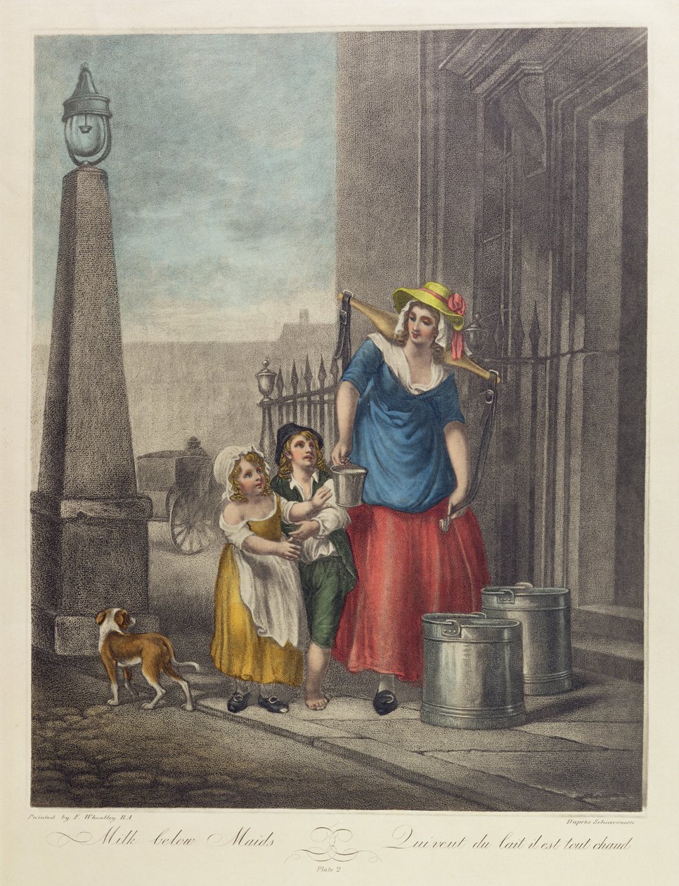 Milk Below Maids, plate 2 fra "Cries of London" av Francis Wheatley