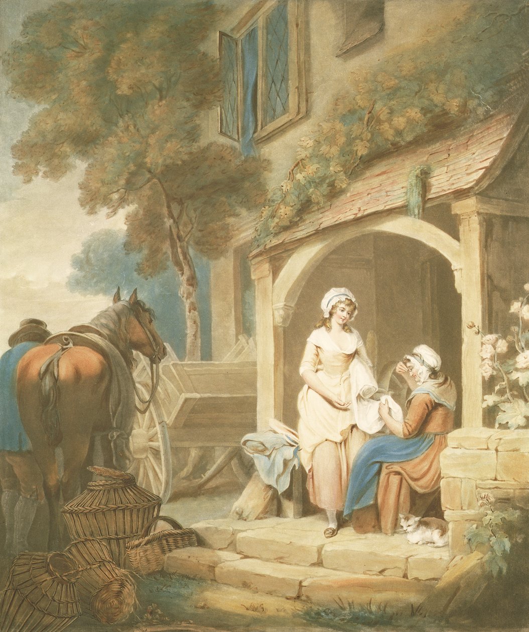 Returnert fra Market, gravert av W. Annis, pub. av Morgan und Pearce, 1803 (mezzotintgravering) av Francis Wheatley