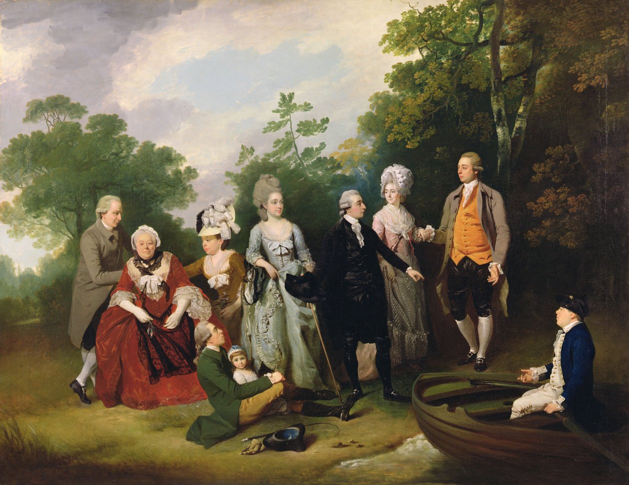 Oliver og Ward-familiene i en hage, ca. 1788 av Francis Wheatley