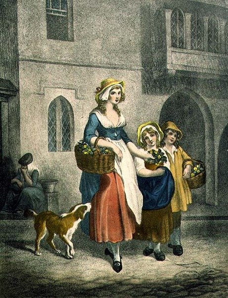 Two Bunches a Penny Primroses, Two Bunches a Penny, Plate 1 fra "Cries of London" (trykk) av Francis (after) Wheatley
