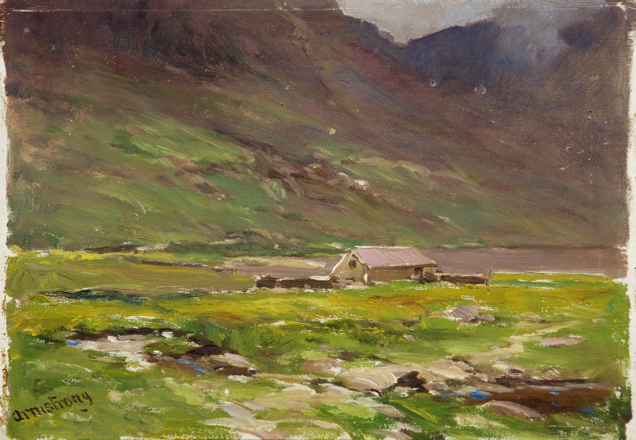 Lake Ogwen (olje på panel) av Francis Abel William Taylor Armstrong