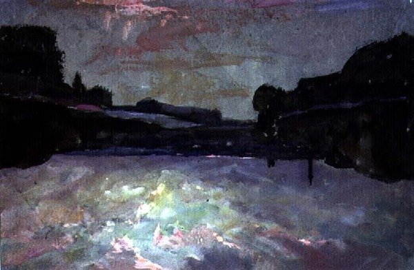 Elv-solnedgang av Francis Abel William Taylor Armstrong