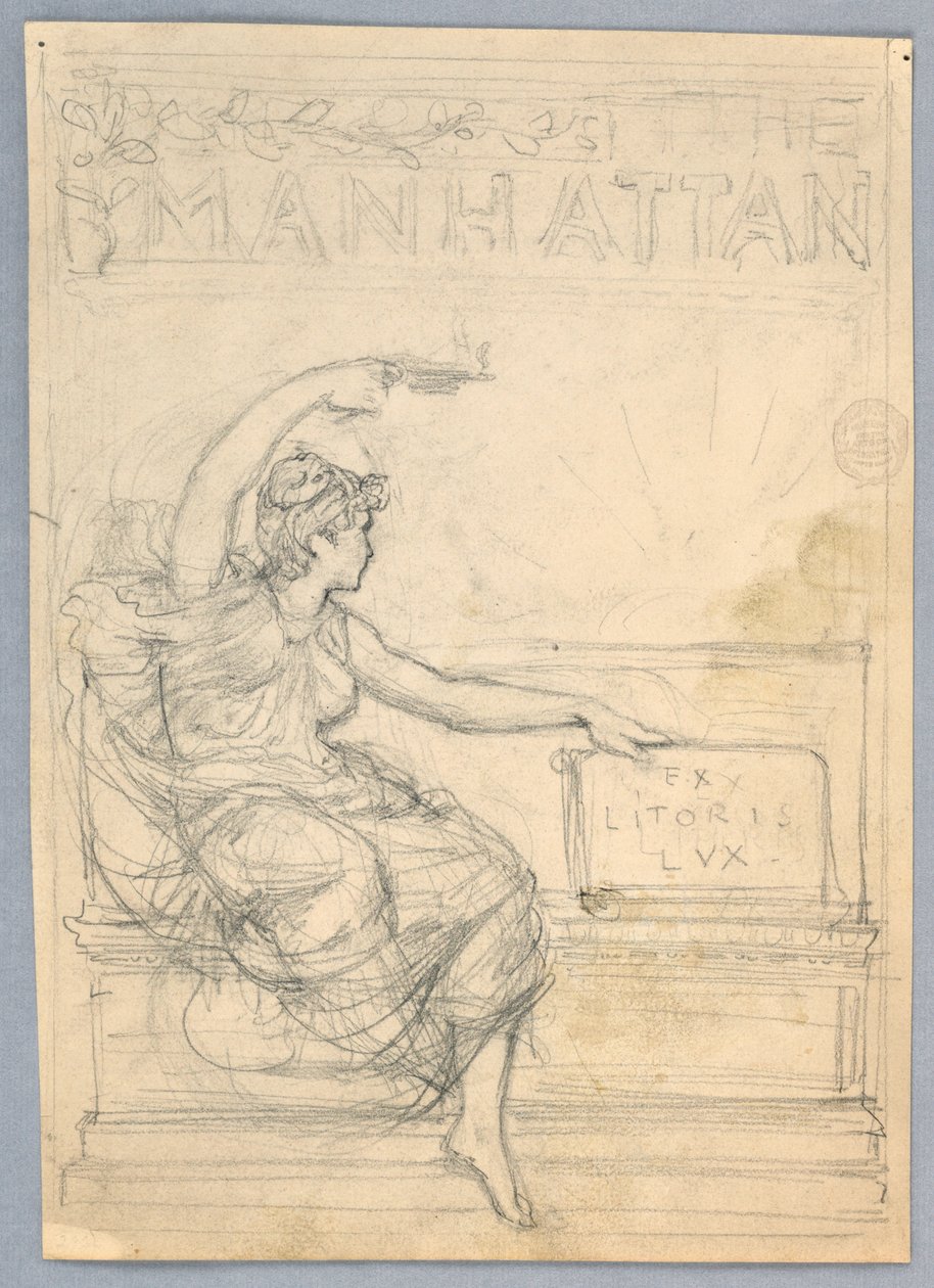 Design for omslaget til Manhattan Illustrated Monthly Magazine av Francis Augustus Lathrop