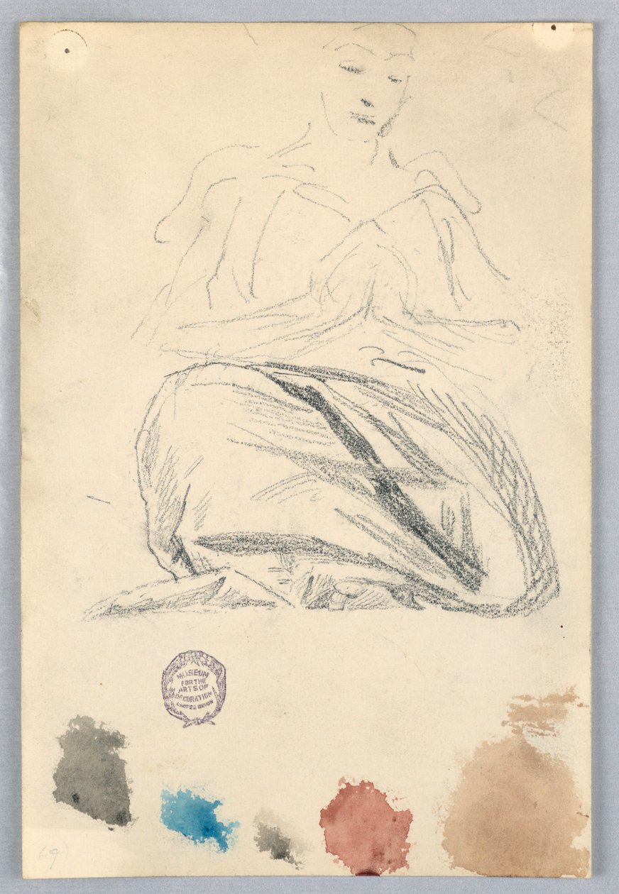 Skisse av draperi for sittende figur av Francis Augustus Lathrop