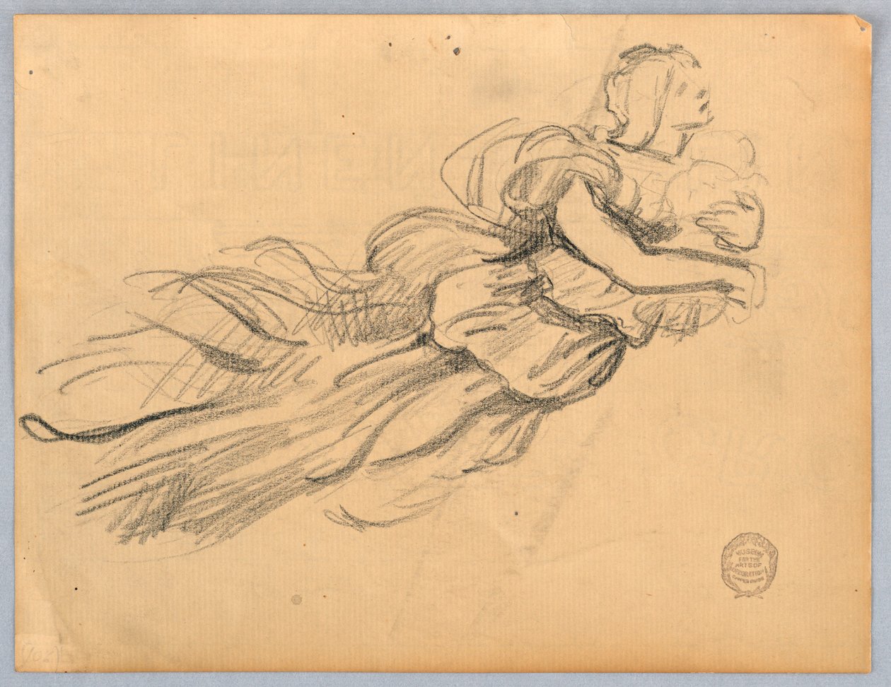Skisse av figur med draperi av Francis Augustus Lathrop