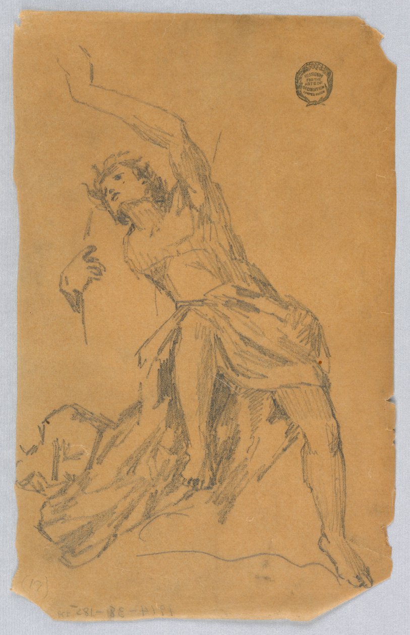 Skisse av figur med draperi av Francis Augustus Lathrop