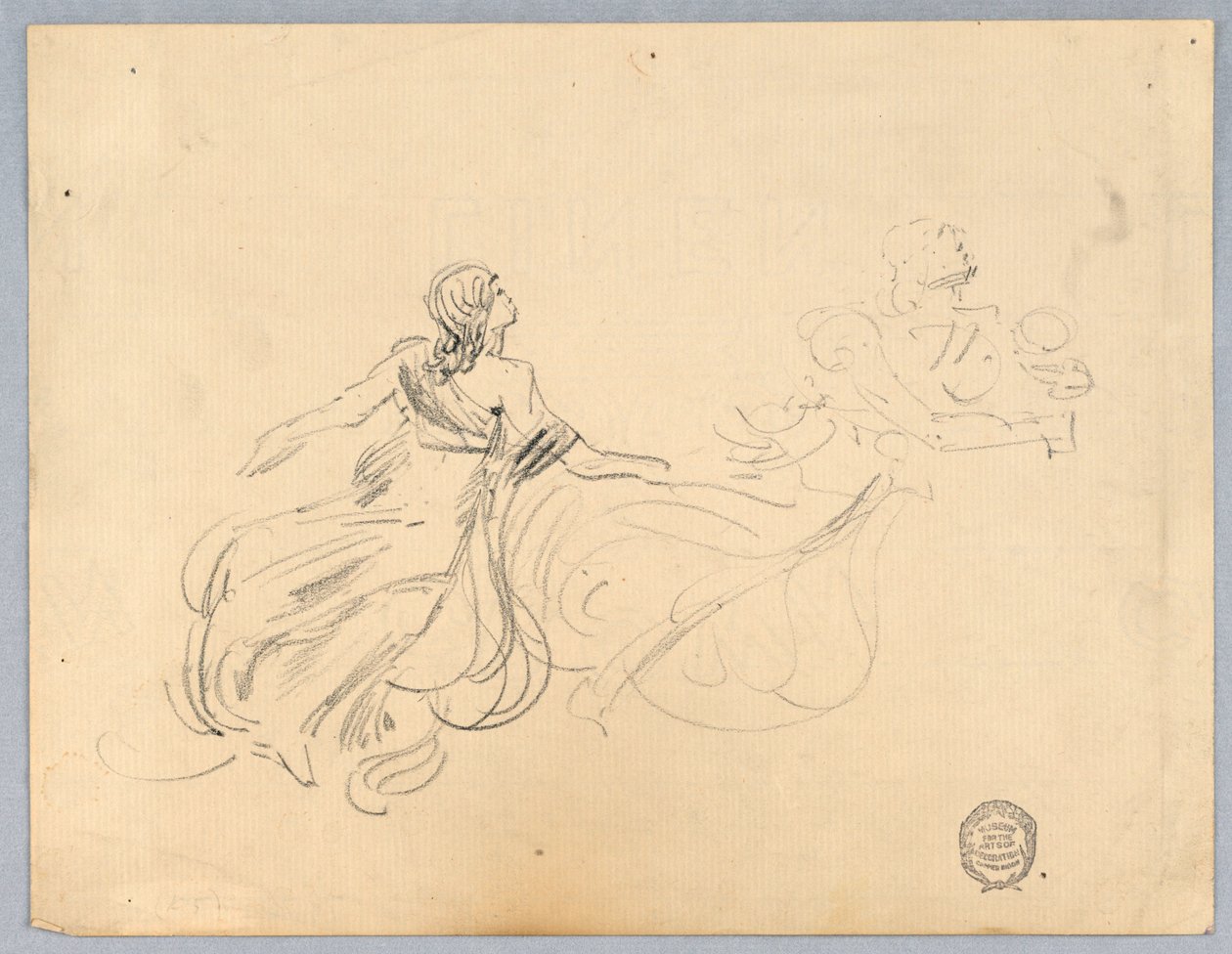 Skisse av to kvinnelige figurer av Francis Augustus Lathrop
