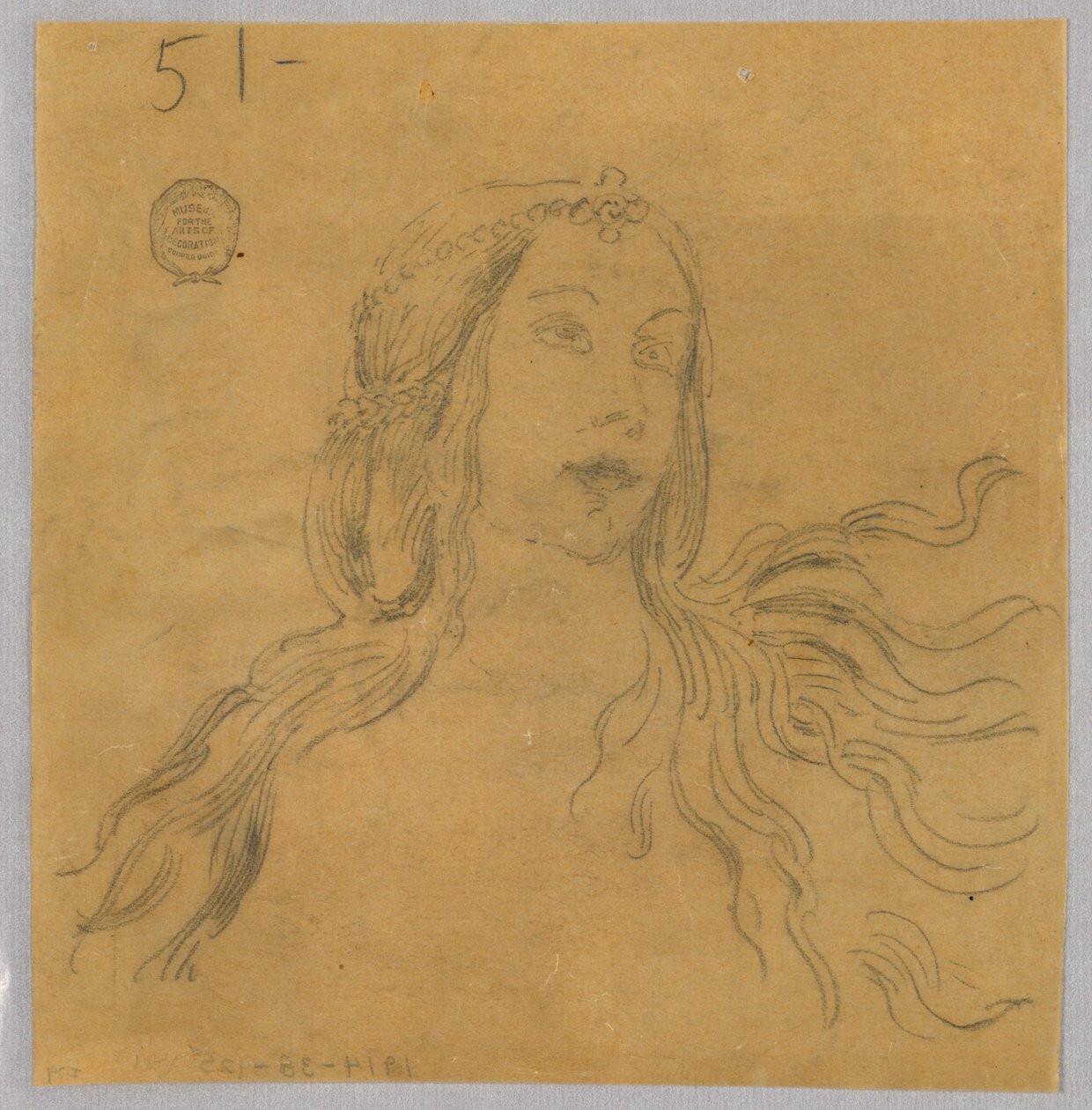 Skisse av kvinnens hode av Francis Augustus Lathrop