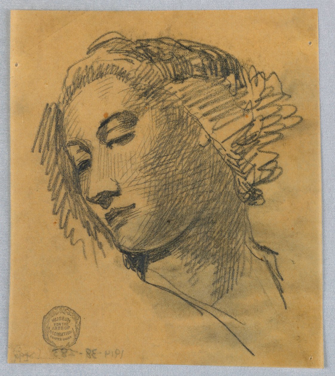 Skisse av et kvinnehode av Francis Augustus Lathrop