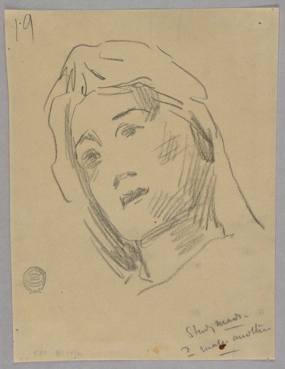 Skisse av et kvinnehode av Francis Augustus Lathrop