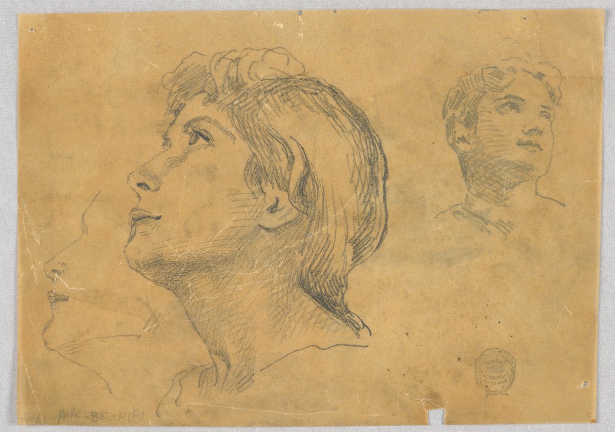 Skisser av to hoder av Francis Augustus Lathrop