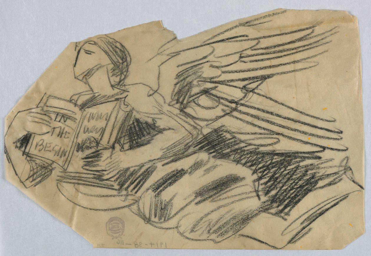 Studie av engel med en bok av Francis Augustus Lathrop