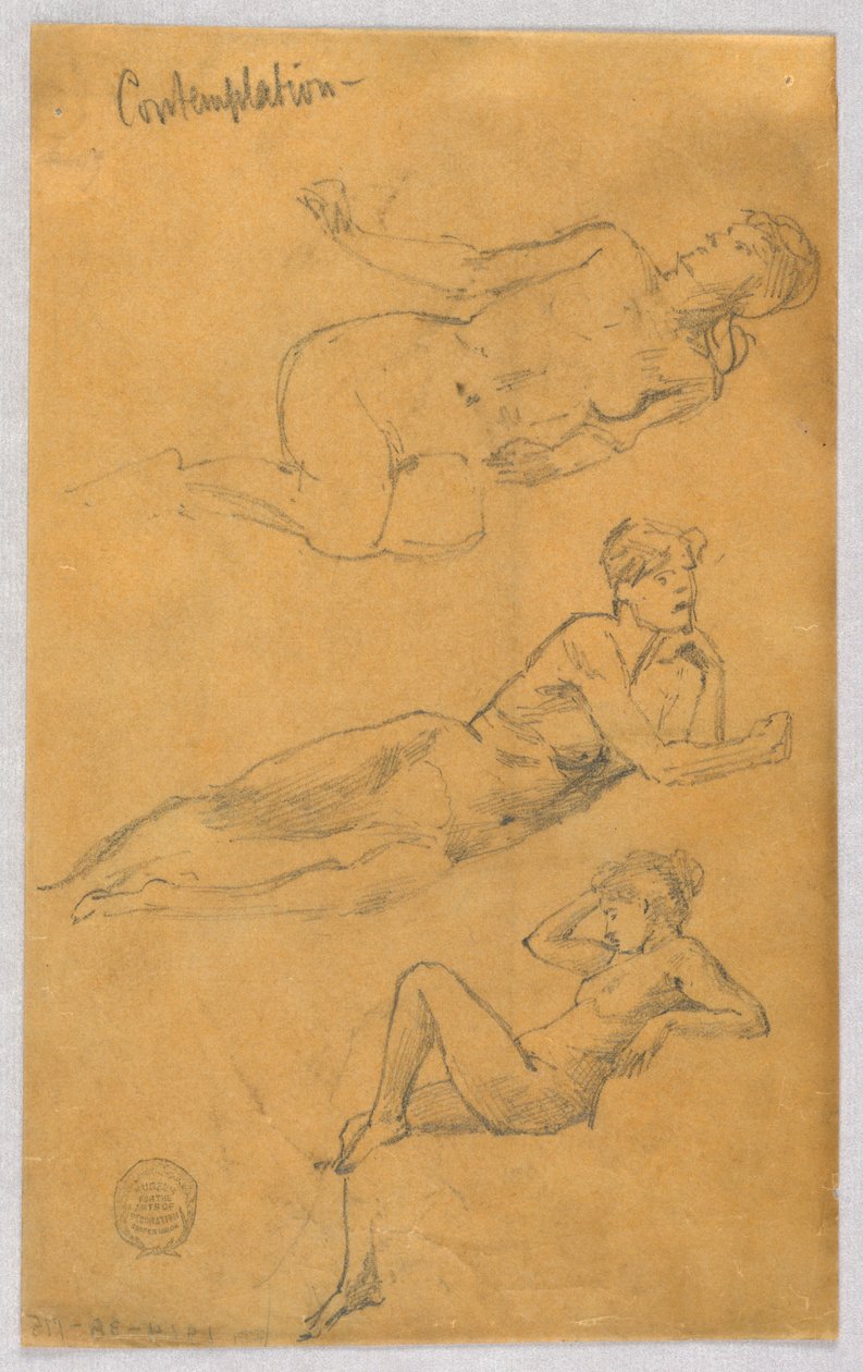 Tre skisser av kvinnelige nakenbilder av Francis Augustus Lathrop