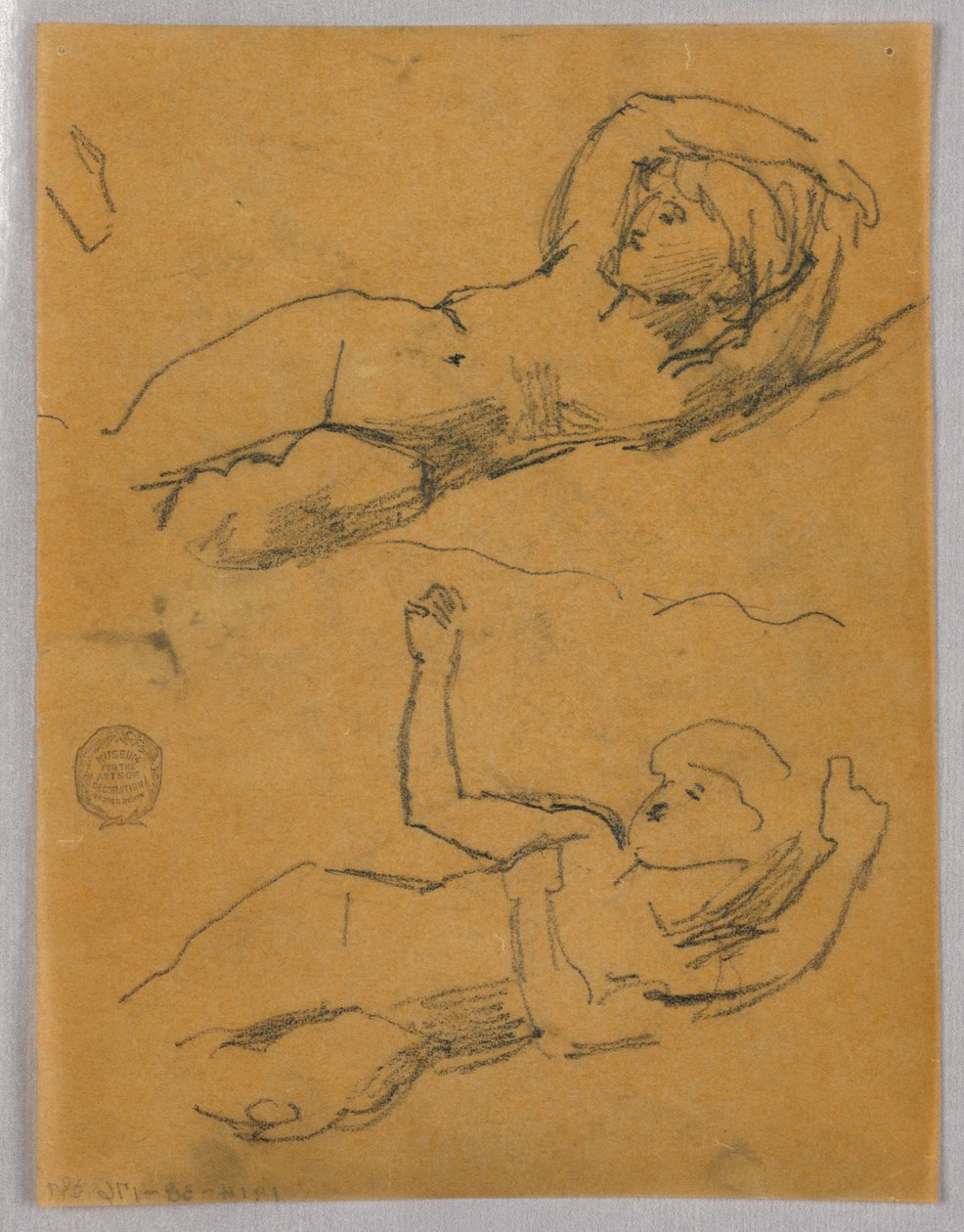 To skisser av kvinnelige nakenbilder av Francis Augustus Lathrop