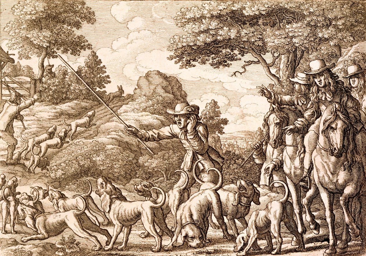 Harejakt, gravert av Wenceslaus Hollar, 1671 av Francis Barlow