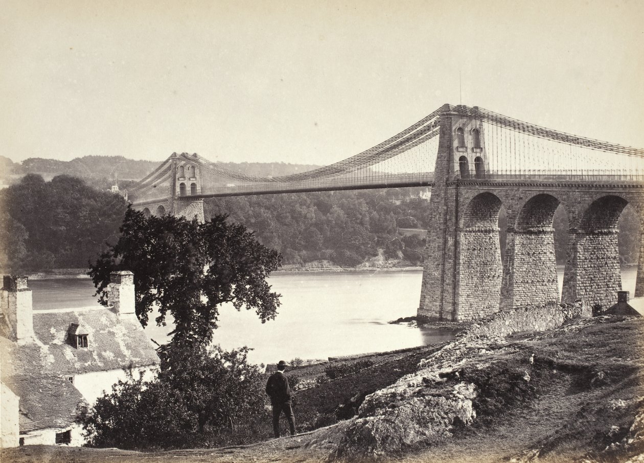 Bangor, hengebro, fra Anglesey (254) av Francis Bedford