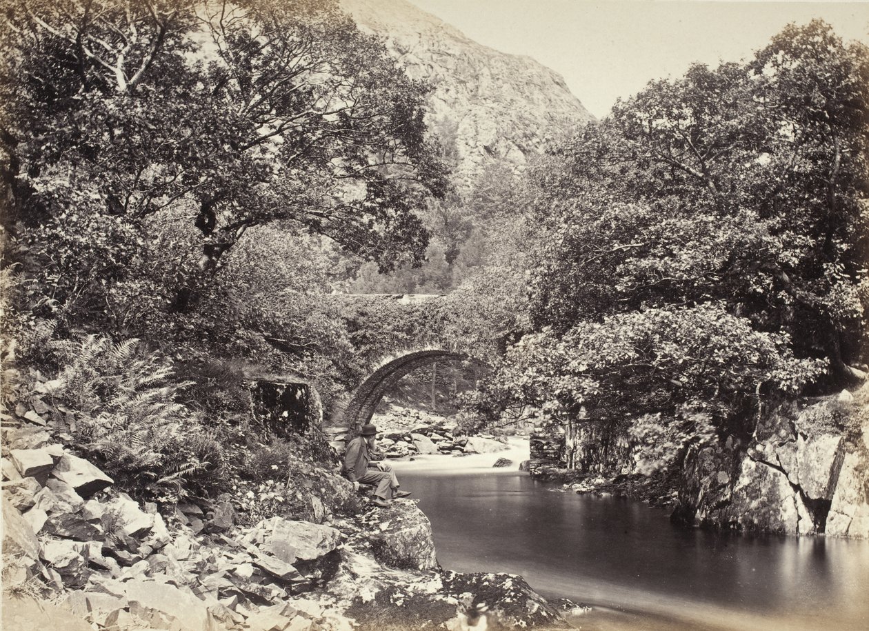 Beddgelert, Pont Aberglaslyn, sett nedenfra broen, nr. 2. (517) av Francis Bedford