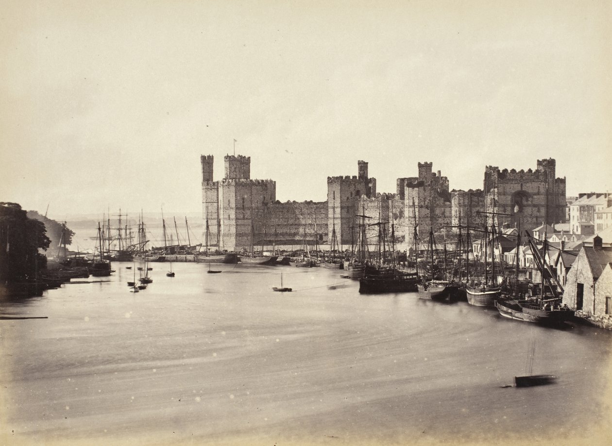 Carnarvon Castle og elvemunning (578) av Francis Bedford