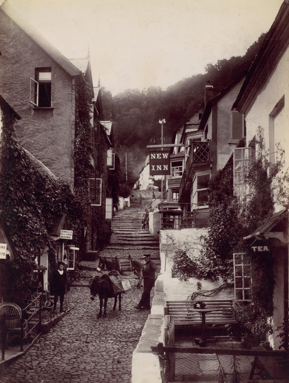 Clovelly, The New Inn and Street, 1870-tallet. av Francis Bedford