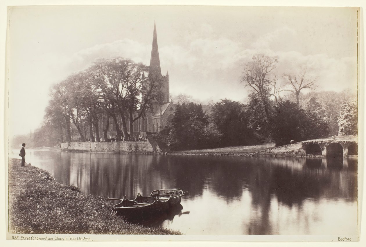 Stratford-on-Avon, Church from the Avon, 186094. av Francis Bedford
