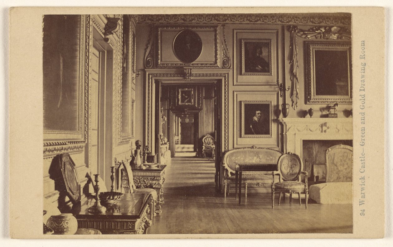 Warwick Castle - Grønn og gyllen salong av Francis Bedford