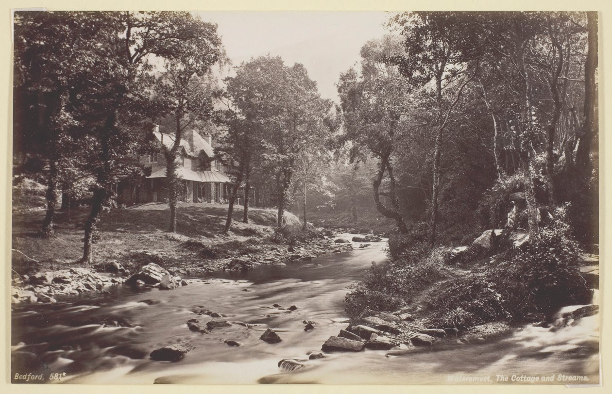 Watersmeet, The Cottage and Streams, 186094. av Francis Bedford