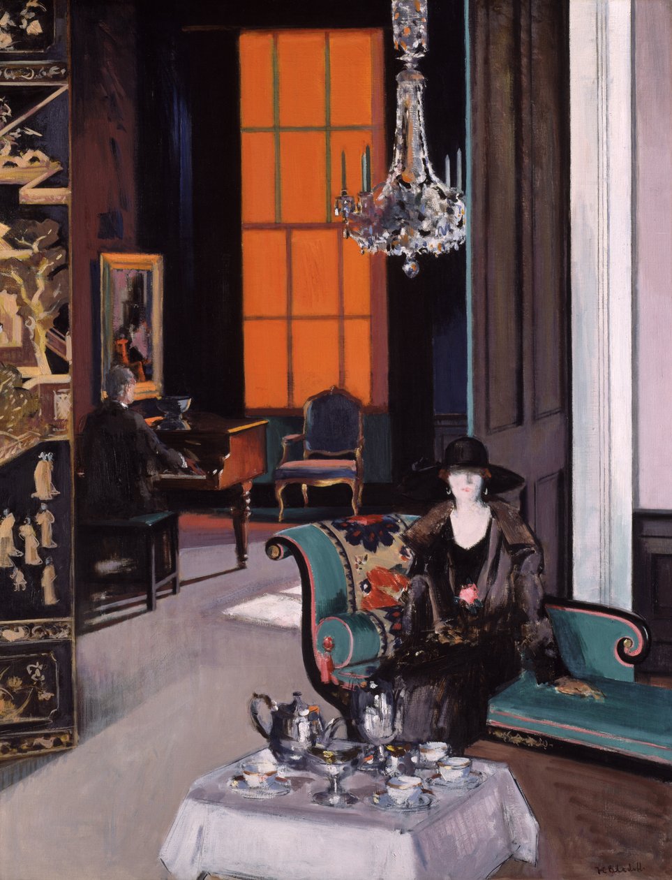 Interiør: The Orange Blind, ca. 1928 (olje på lerret) av Francis Campbell Boileau Cadell