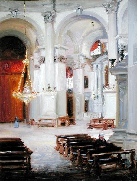 Interiør av salutten, Venezia (olje på lerret) av Francis Campbell Boileau Cadell