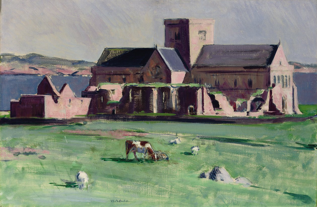 Iona Abbey fra nordvest (olje på lerret) av Francis Campbell Boileau Cadell