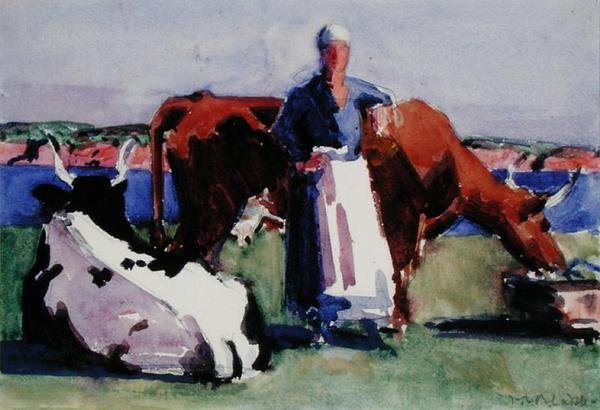 Milkmaid, Iona (akvarell på papir) av Francis Campbell Boileau Cadell