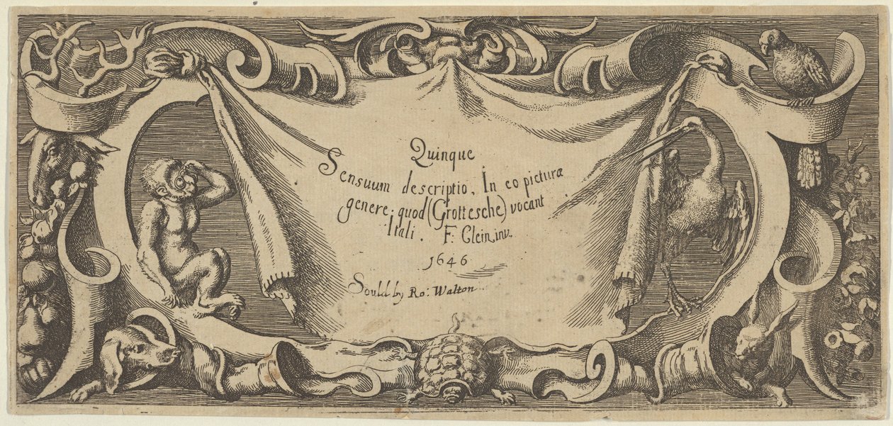 Tittelplate, fra Five Senses Five Senses, ca. 1655 av Francis Cleyn