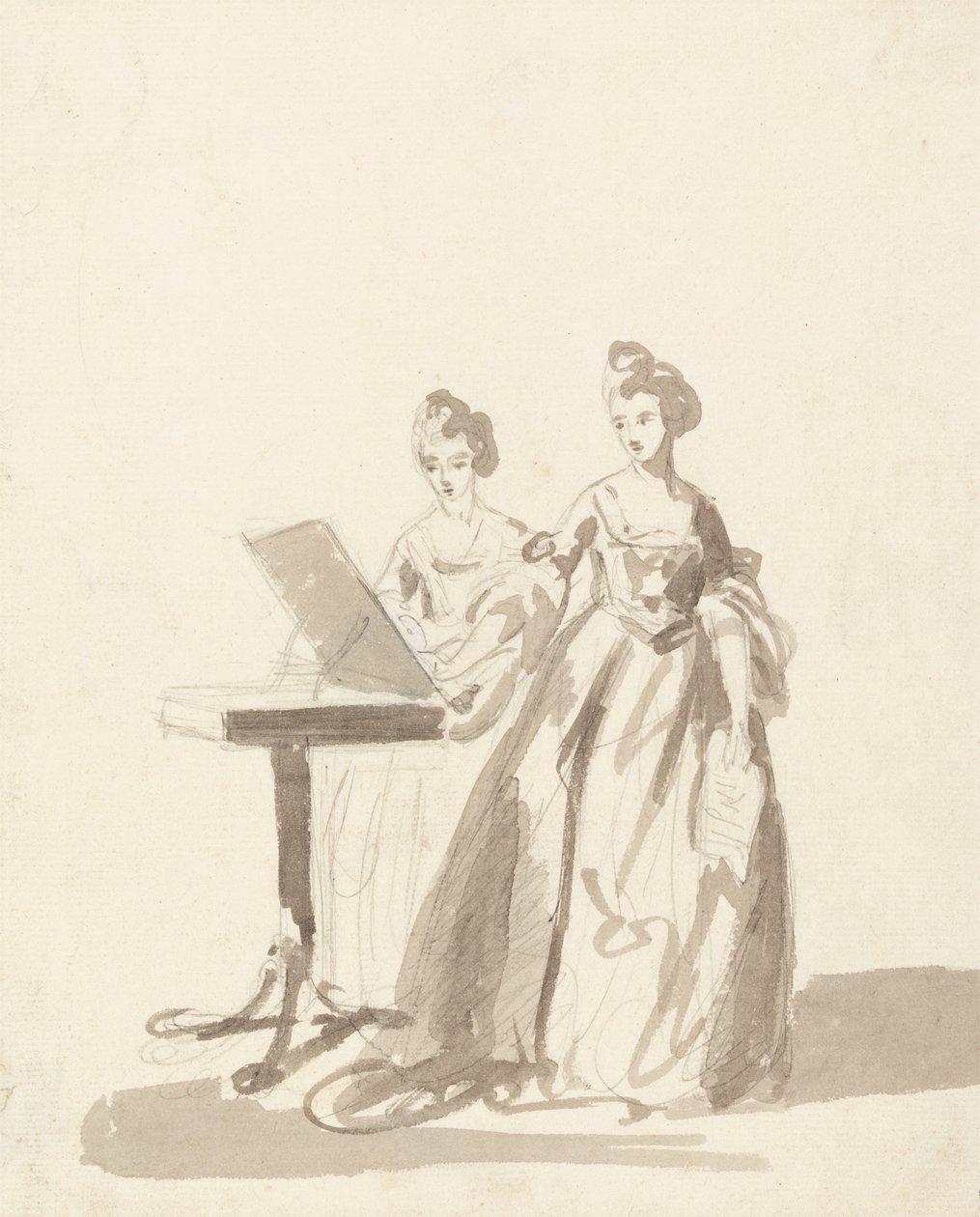 Studie for portrettet av prinsesse Louisa og dronning Caroline Matilda av Danmark av Francis Cotes