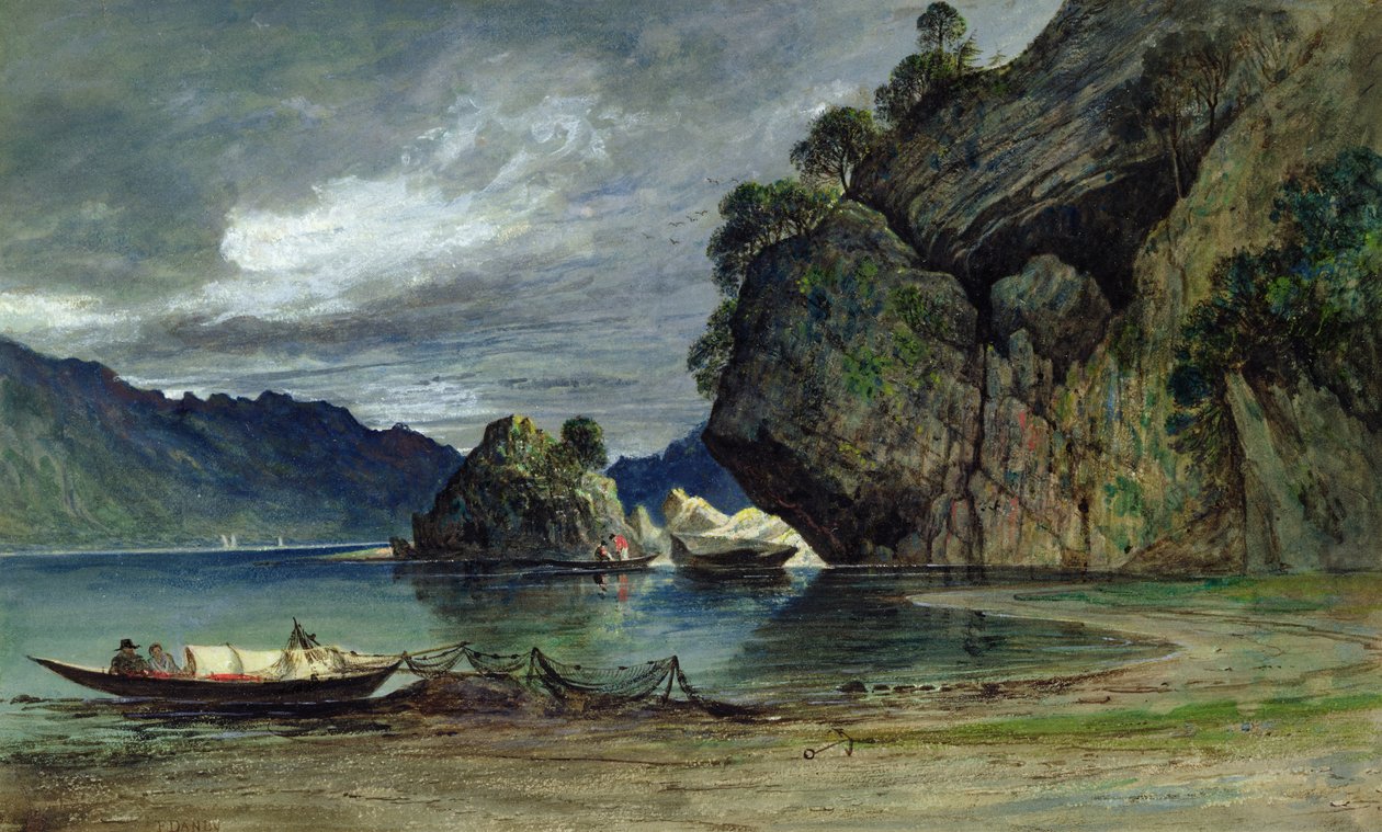 The Approach of a Storm on Liensfjord (akvarell på papir) av Francis Danby