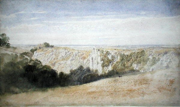 Utsikt nær Cheddar Gorge (akvarell på papir) av Francis Danby