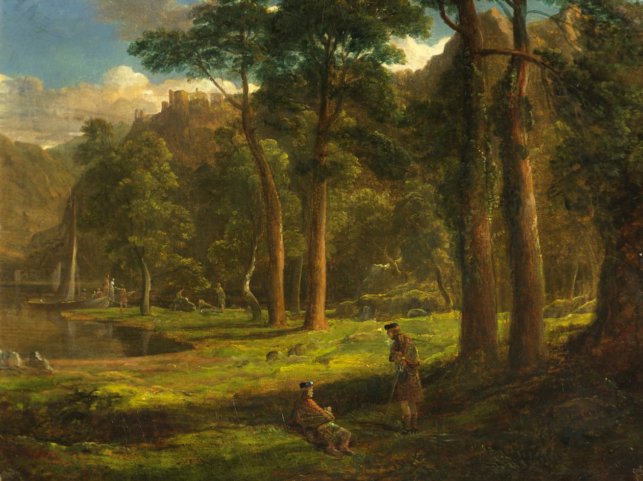 Warriors Reposing in a Mountain Glen, ca. 1824 (olje på papirmasse) av Francis Danby