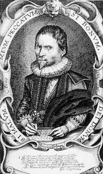 Portrett av George Chapman (ca. 1559-1634) 1620 (gravering) (s/hvitt-foto) av Francis Delaram