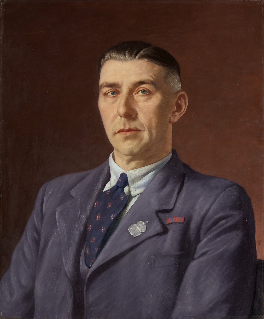 Portrett av Percival Henry Martin, Post Office, Bristol, ca. 1941-45 (olje på lerret) av Francis Dodd