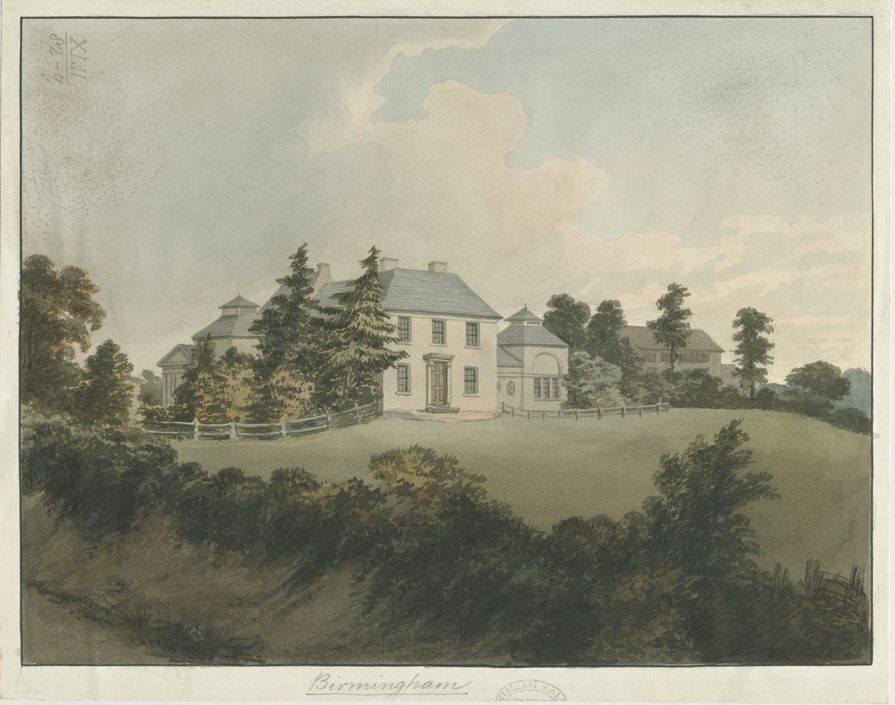 Soho - Francis Eginton House: akvarellmaleri, ndc 1798] (maleri) av Francis Eginton
