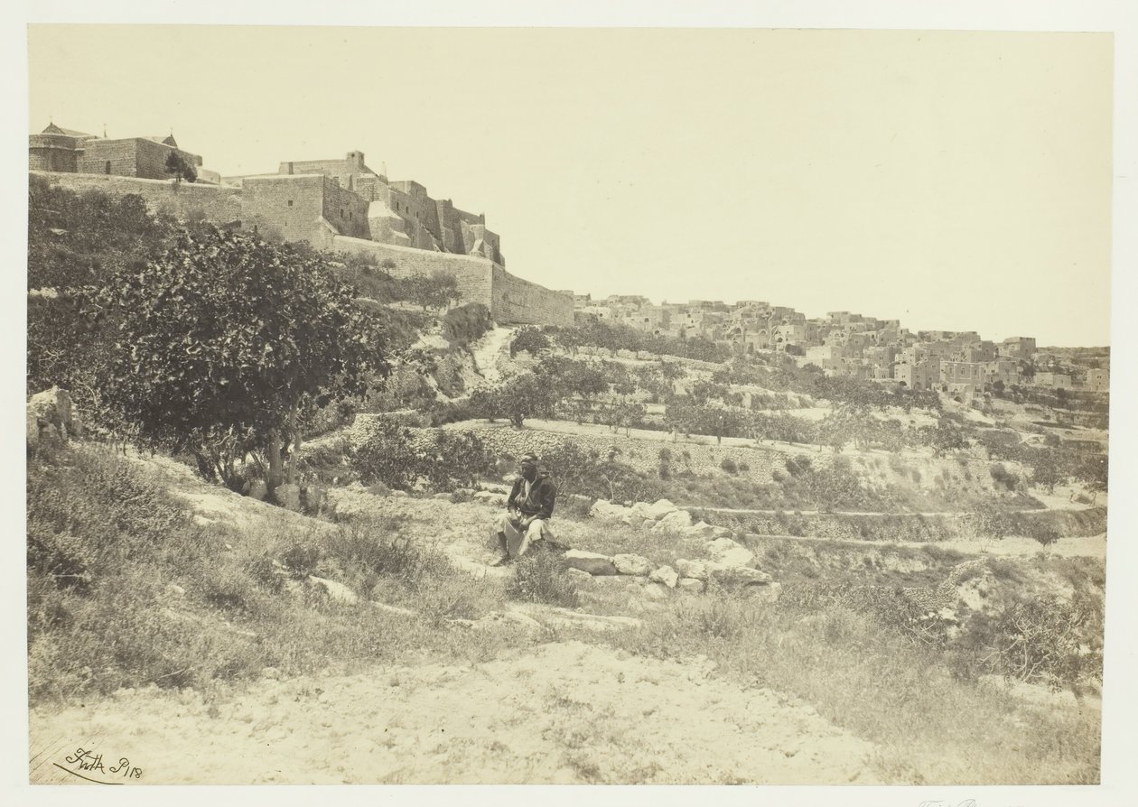 Betlehem, med Fødselskirken, 1857. av Francis Frith