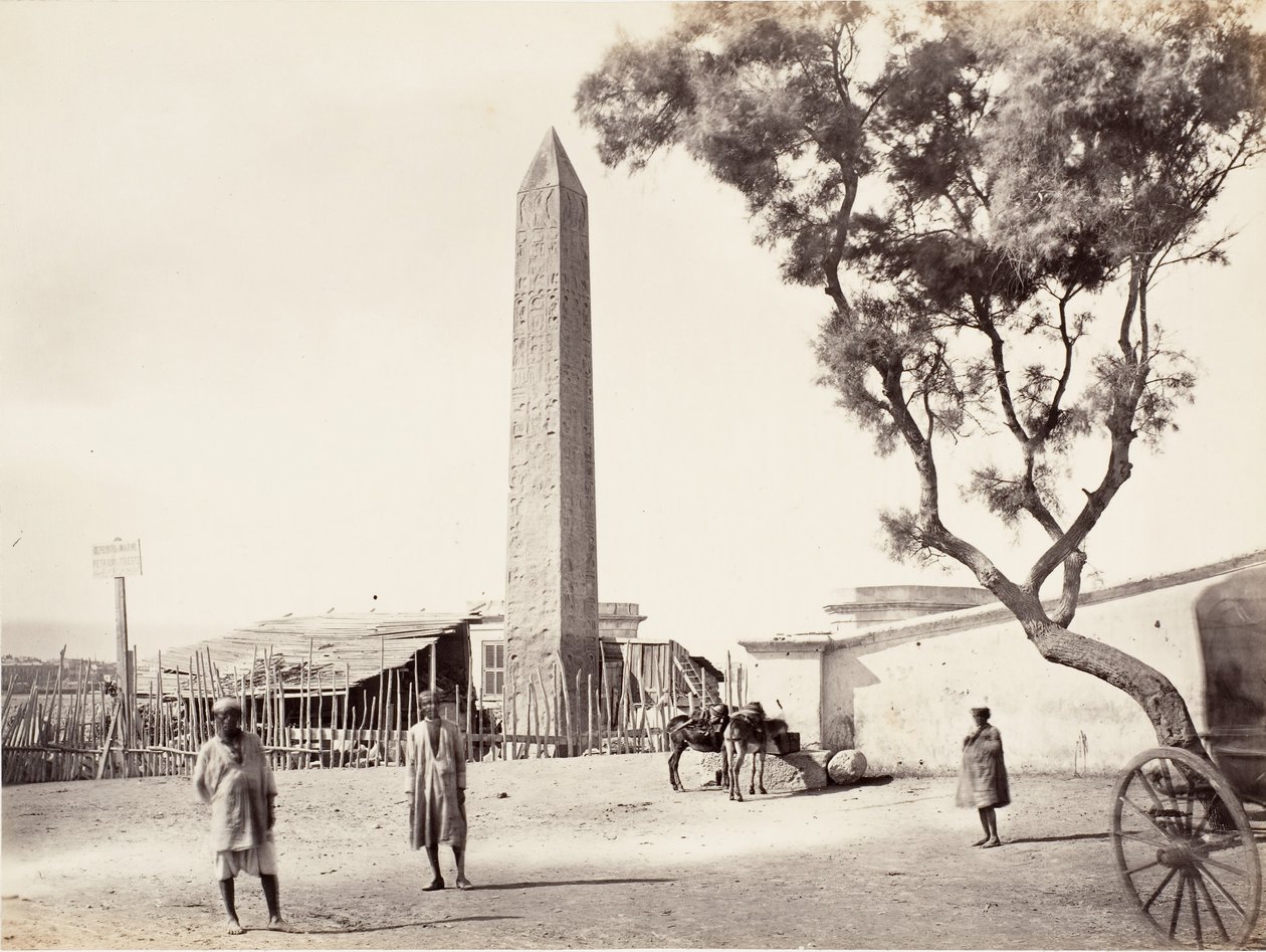 Egyptisk Obelisk, Cleopatras nål, i Alexandria, Egypt, ca. 1870. av Francis Frith