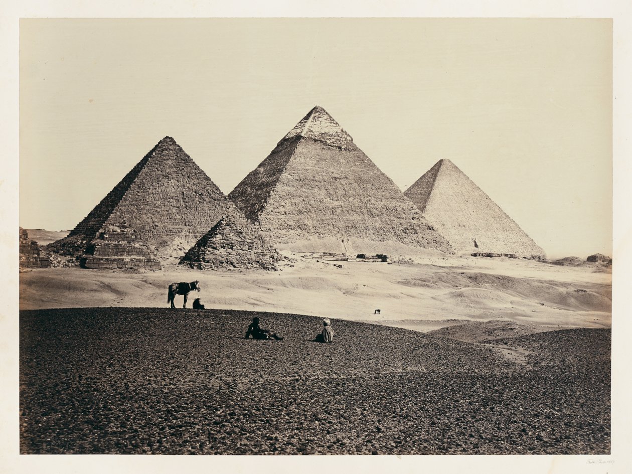 Pyramidene i El-Gizeh sett fra sørvest av Francis Frith
