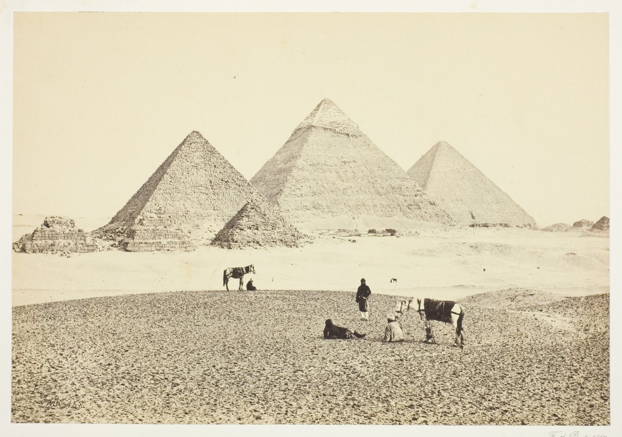Pyramidene i El Geezeh, fra sørvest av Francis Frith