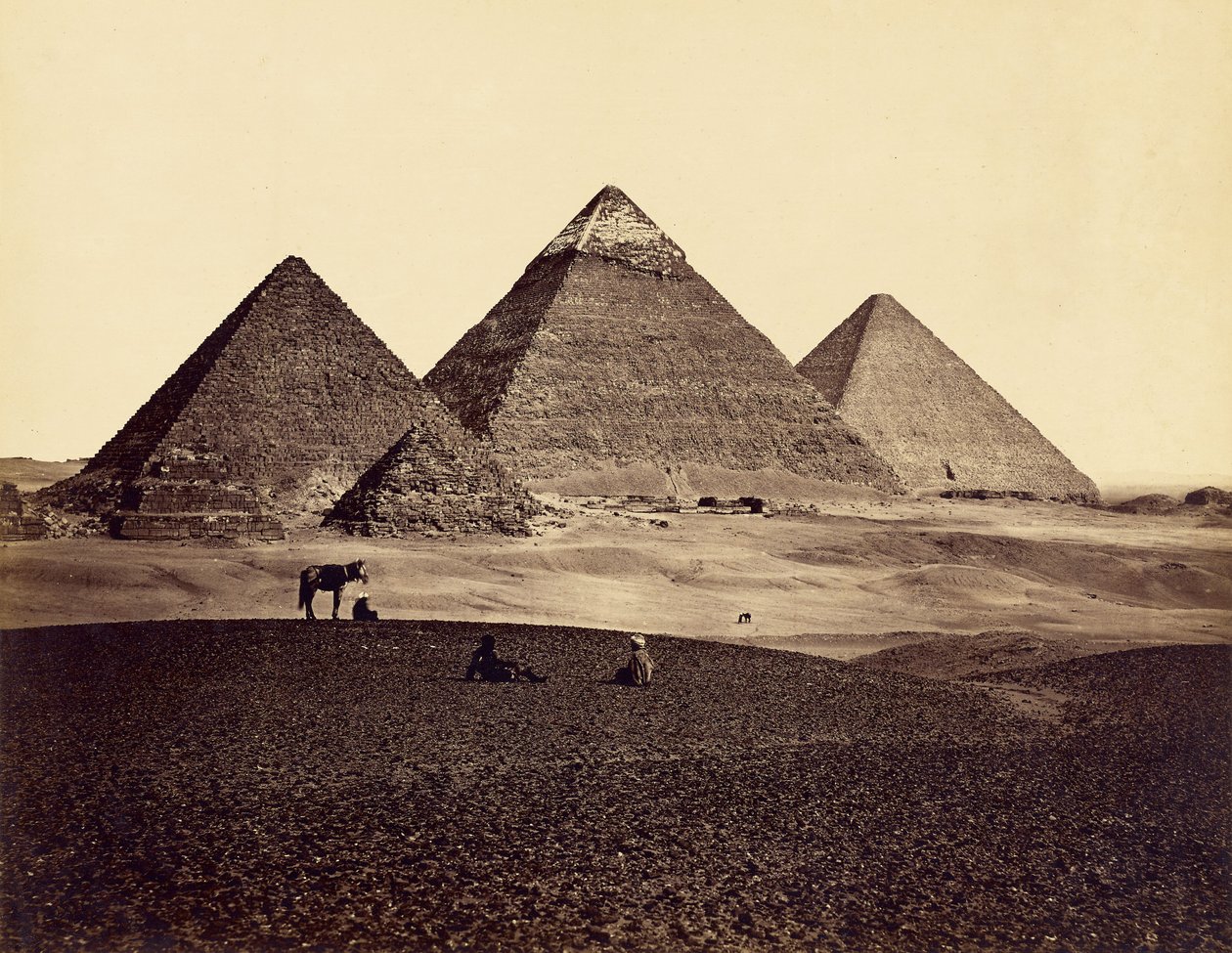 Pyramidene i Giza sett fra sørvest av Francis Frith