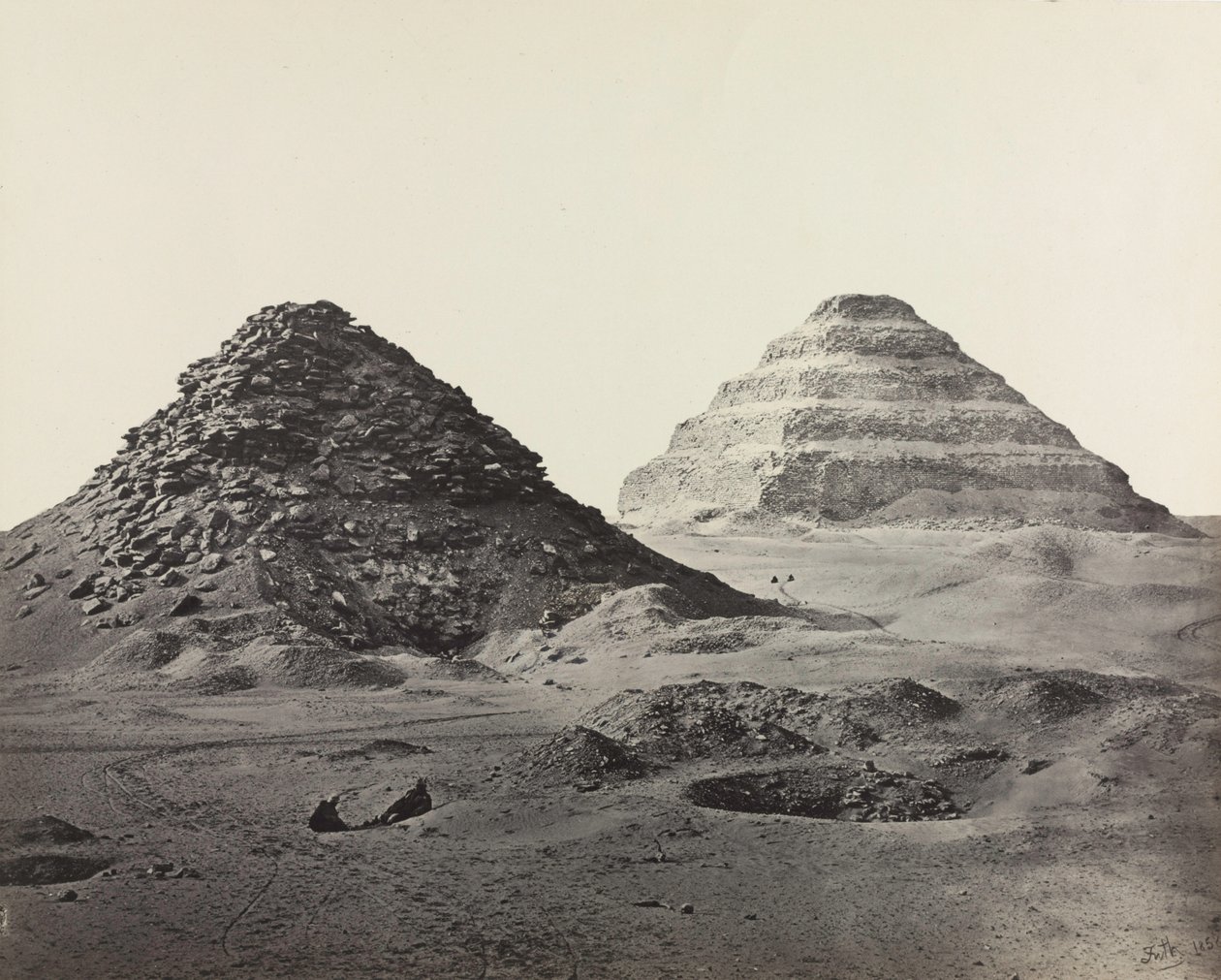 Pyramidene i Saqqara, fra nordøst, 1858. av Francis Frith