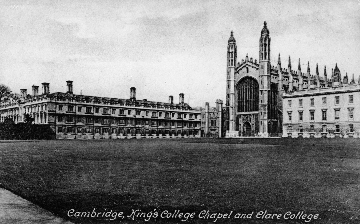 Kings College Chapel og Clare College, Cambridge, Cambridgeshire, sent på 1800-tallet. av Frith and Co