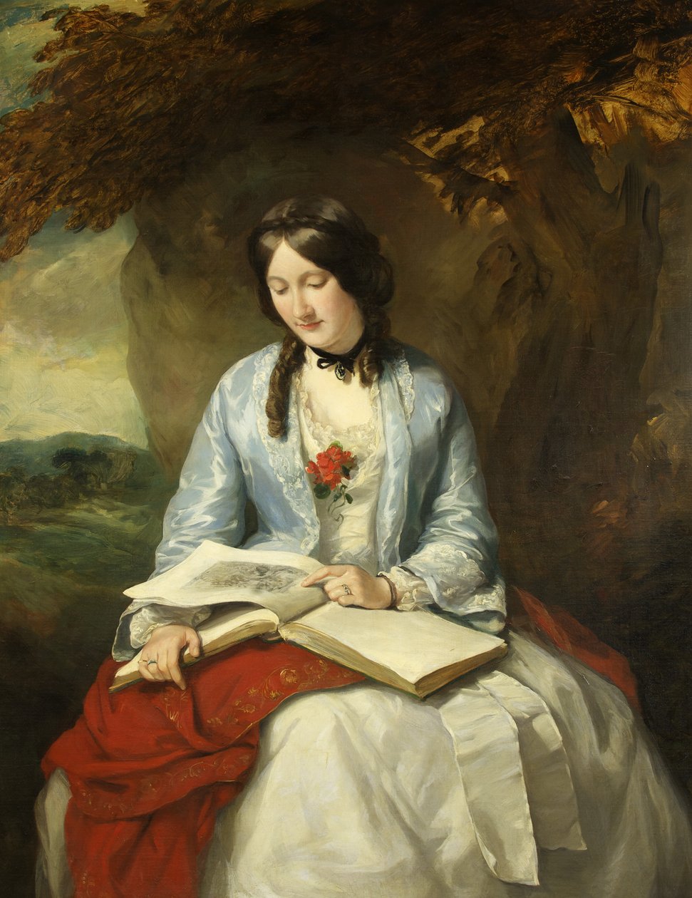 Portrett av fru Livesay, ca. 1851 (olje på lerret) av Francis Grant