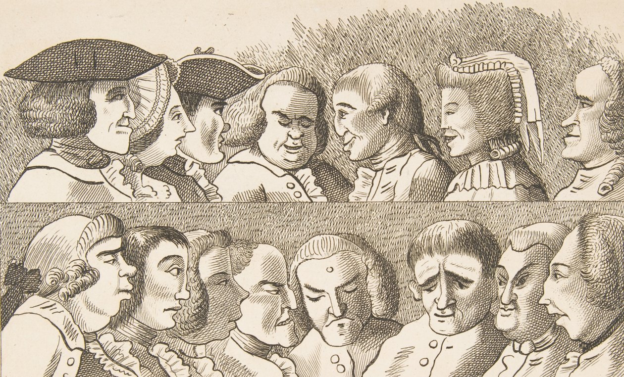 Plate IV, fra Rules for Drawing Caricaturas, 26. februar 1788. av Francis Grose