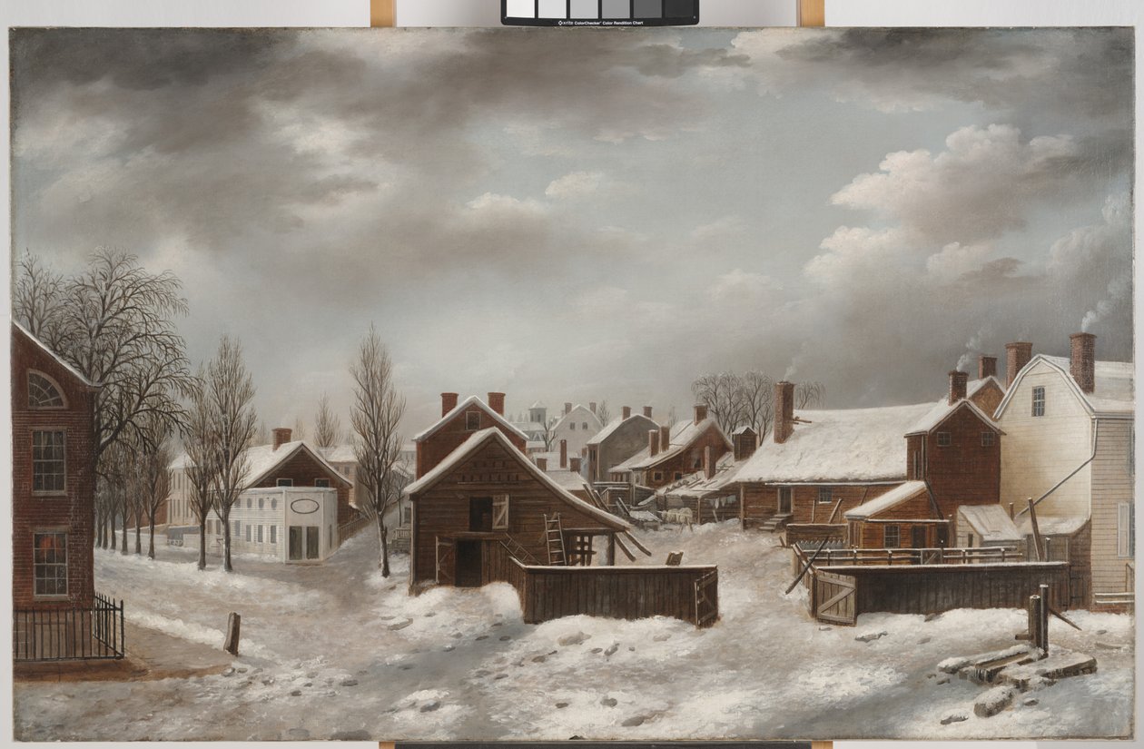 Vinterscene i Brooklyn, ca. 1817-20 (olje på lerret) av Francis Guy