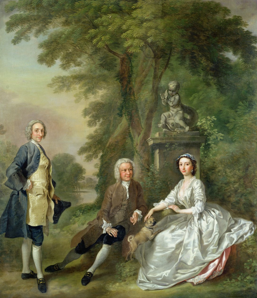 Jonathan Tyers (d.1767) og hans datter, Elizabeth, og hennes ektemann, John Wood, ca. 1750-52 av Francis Hayman
