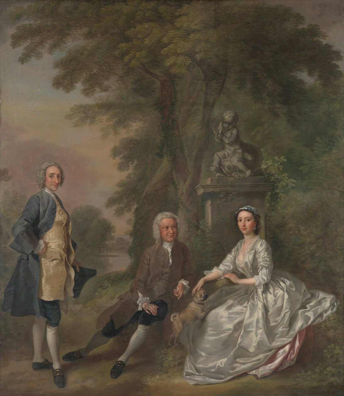 Jonathan Tyers, med sin datter Elizabeth, og hennes ektemann John Wood av Francis Hayman